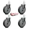 Service Caster 6'' Thermoplastic Rubber Wheel Swivel 7/16'' Grip Ring Stem Caster Set, 4PK SCC-GR20S614-TPRB-716138-4 - alternate 2